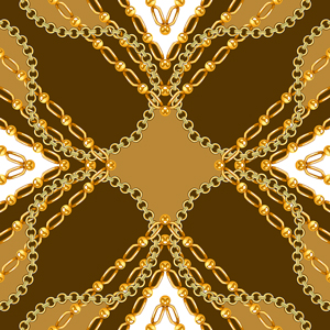 Seamless Golden Chains Pattern, on Khaki Background. Ready for Textile Print.