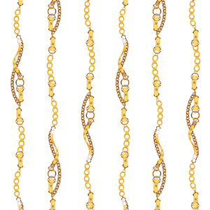 Seamless Pattern of Golden Chains and Belts, Isolated on White Background.