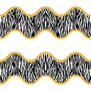 Seamless Wavy Golden Chains with Zebra Skin. Repeat Design Ready for Textile Prints.