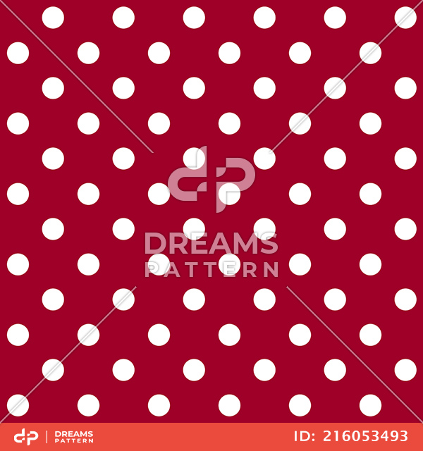 Seamless Pattern with White Polka Dots on Red, Ready for Textile Prints.