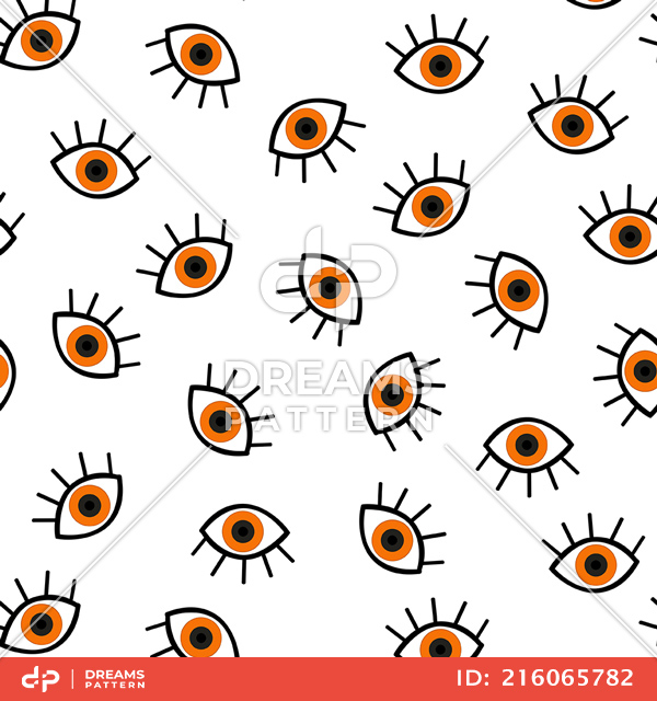 Seamless Eyes Pattern on White Background, Geometric Design Ready for Textile Prints.