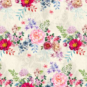Beautiful Watercolor Floral Design on Light Background Ready for Textile Prints.