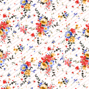 Seamless Watercolor Floral Pattern with Lines, Hand Painted Illustration For Textile Prints.