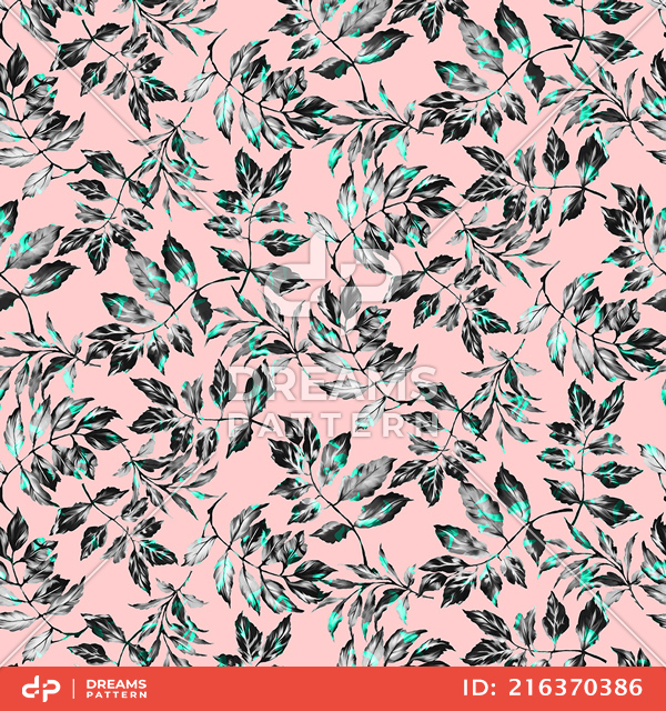 Seamless Leaves Pattern on Pink Background, Modern Style Ready for Textile Prints.