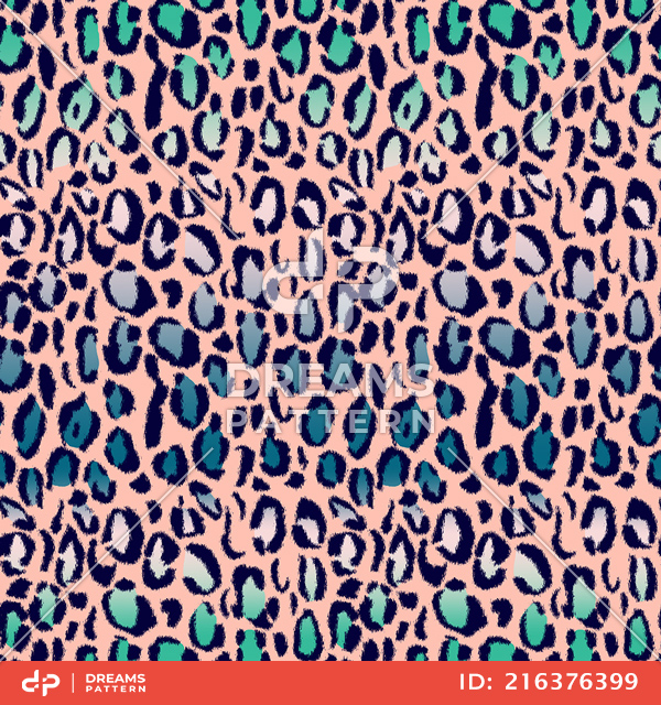 Seamless Colored Animal Skin Pattern, Repeated Leopard Skin Design.