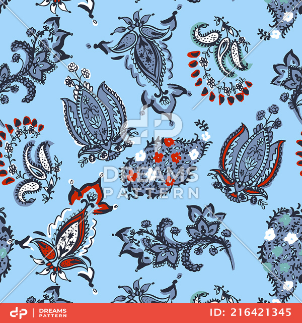 Seamless Paisley Abstract Pattern. Decorative Ethnic Design Ready for Textile Prints.