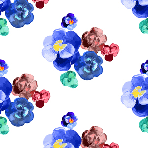 Seamless Watercolor Flowers on White Background Ready For Textile Prints.