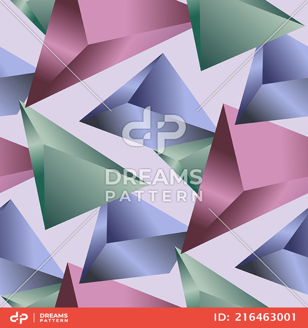 Abstract Colored 3D Triangles Pattern. Modern Design with Light background.