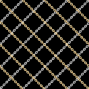 Seamless Diagonal Golden and Silver Chains on Black. Repeat Design for Textile Prints.