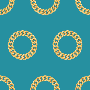 Seamless Circle Shaped Golden Chains, Repeated Design Ready for Textile Prints.