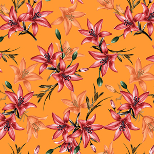 Seamless Floral Pattern with Leaves, Colorful Flowers Design Ready for Textile Prints.