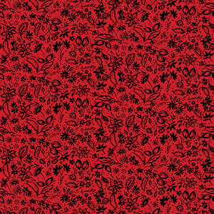 Seamless Hand Drawn Mini Flowers. Repeating Pattern on Red Background.