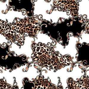 Leopard Skin and Baroque, Seamless Colored Pattern Patch for Textile Print.