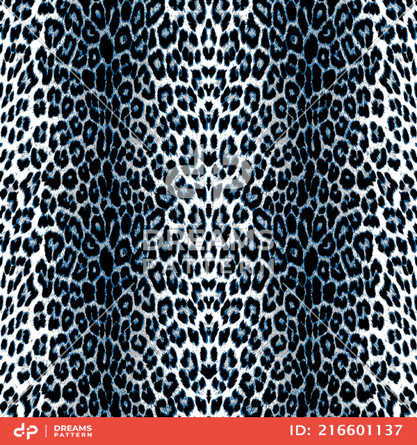 Trendy Seamless Leopard Skin Pattern, Abstract Design with Blue Colors.