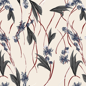 Modern Design for Fashion, Seamlees Hand Drawn Flowers with Leaves on Beige.