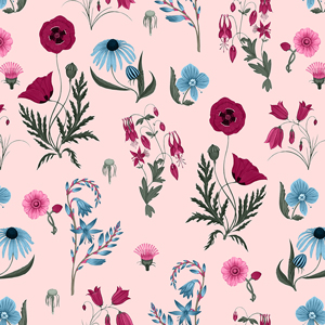 Seamless Colored Floral Pattern On Light Background, Designed for Textile Prints.