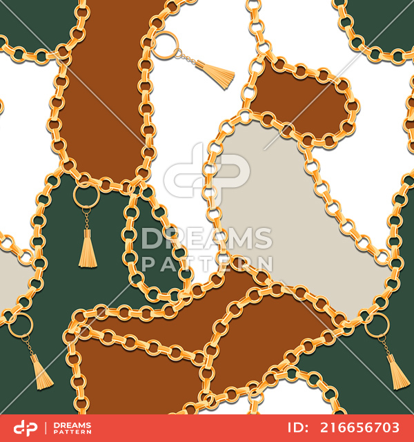 Seamless Golden Chains Pattern with Colored Background. Ready for Textile Print.