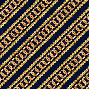 Seamless Pattern of Golden Chains Designed with diagonal form Ready for Textile Prints.