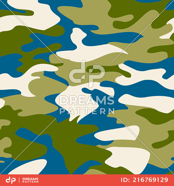 Seamless Army Camouflage, Colored Military Background Ready for Textile Prints.