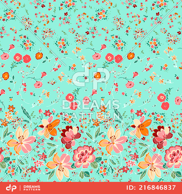 Seamless Floral Pattern Trendy Texture in Liberty Style for Cloth, Textile and Wallpaper.