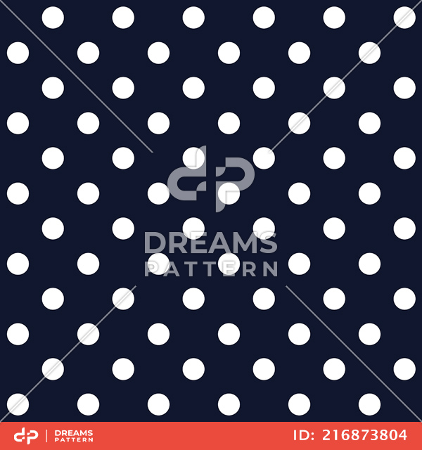 Seamless Pattern with White Polka Dots on Dark Blue, Ready for Textile Prints.