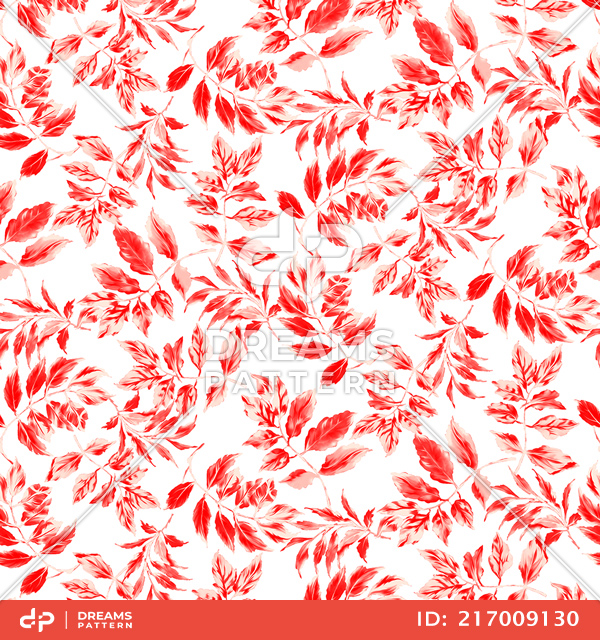 Seamless Leaves Pattern on White Background, Modern Style Ready for Textile Prints.