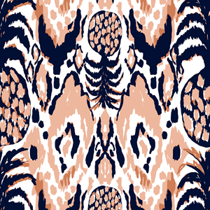 Seamless Abstract Texture, Ikat Effect, Modern Pinapple Ethnic Pattern.