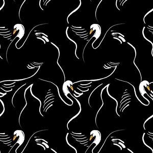 Seamless Hand Painted White Swans Pattern, For Wallpaper, Pattern Fills and Fabric Prints.