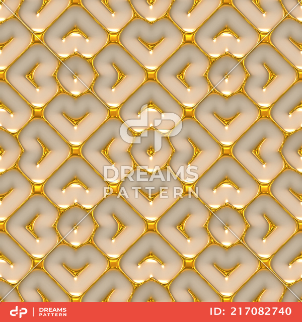 Luxury Golden Geometric Pattern, Seamless 3D Rendering Texture Ready for Textile Prints.