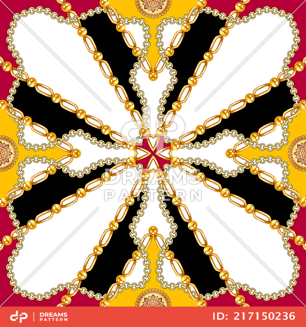 Seamless Golden Chains Pattern, on Colored Background. Ready for Textile Print.