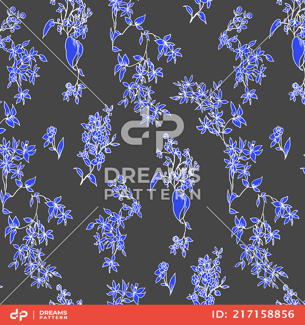 Seamless Floral Pattern, Small Hand Drawn Flowers with Leaves Ready for Textile Prints.