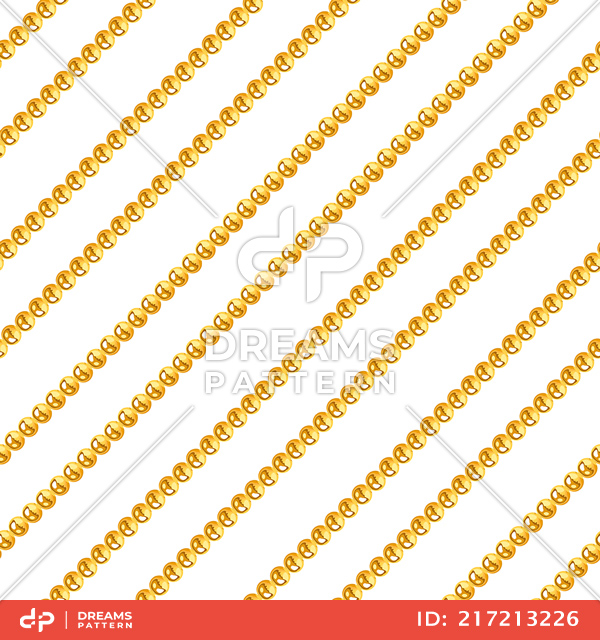 Seamless Pattern of Golden Chains Designed with diagonal form Ready for Textile Prints.