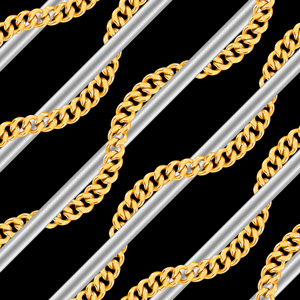 Seamless Pattern of Golden Chains. Curved Waves, Designed with diagonal form.