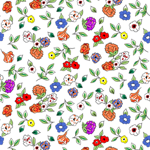 Small Hand Drawn Flowers, Seamless Spring Pattern on White Background.