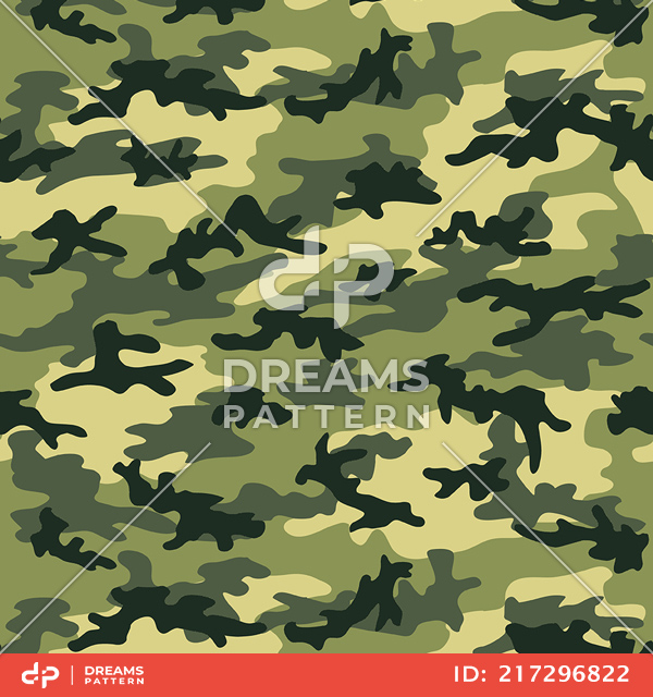 Seamless Army Camouflage, Colored Military Background Ready for Textile Prints.