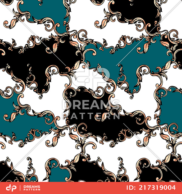 Seamless Baroque Pattern with Colored Background Ready for Textile Print.