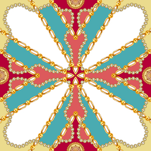 Seamless Golden Chains Pattern, on Colored Background. Ready for Textile Print.