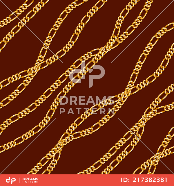 Seamless Pattern of Golden Chains. Curved Waves, Designed with diagonal form.