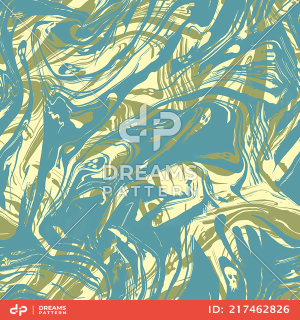 Seamless Abstract Ebru Painting Pattern, Colored Background Ready for Textile Prints.