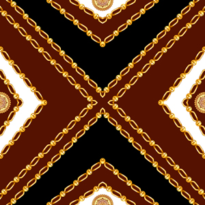 Seamless Golden Chains Pattern, on Dark Brown Background. Ready for Textile Print.