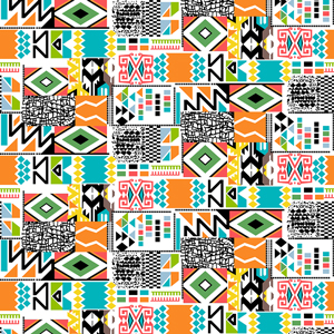 Seamless Pattern of Ethnic and Tribal Motifs Designed for Textile Prints.