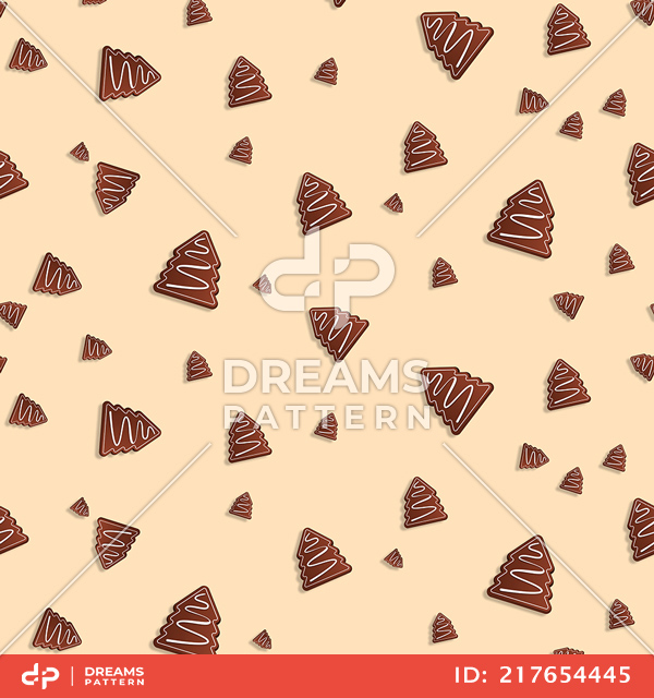 Seamless Pattern of Christmas Cookies on Lightbrown Ready for Textile Prints.