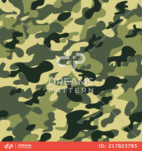 Seamless Army Camouflage, Colored Military Background Ready for Textile Prints.