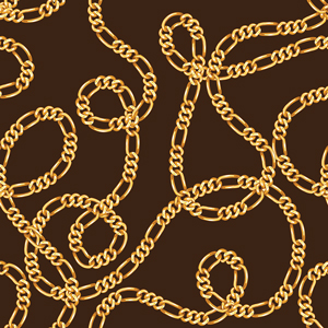 Seamless Pattern of Luxury Golden Chains on Dark Brown Background.