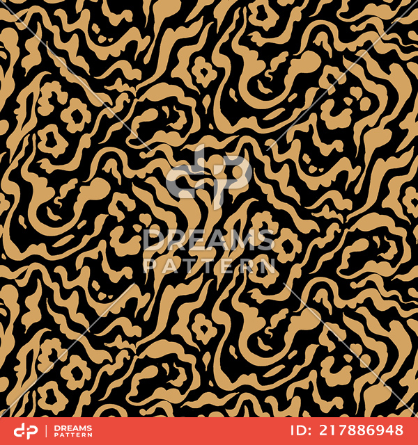 Seamless Tiger Skin Pattern on Black, Ready for Textile and Fabric Prints.