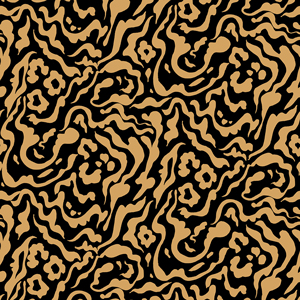 Seamless Tiger Skin Pattern on Black, Ready for Textile and Fabric Prints.