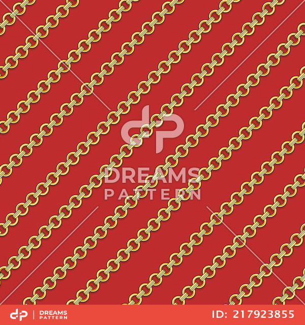 Seamless Pattern of Golden Chains Designed with diagonal form Ready for Textile Prints.