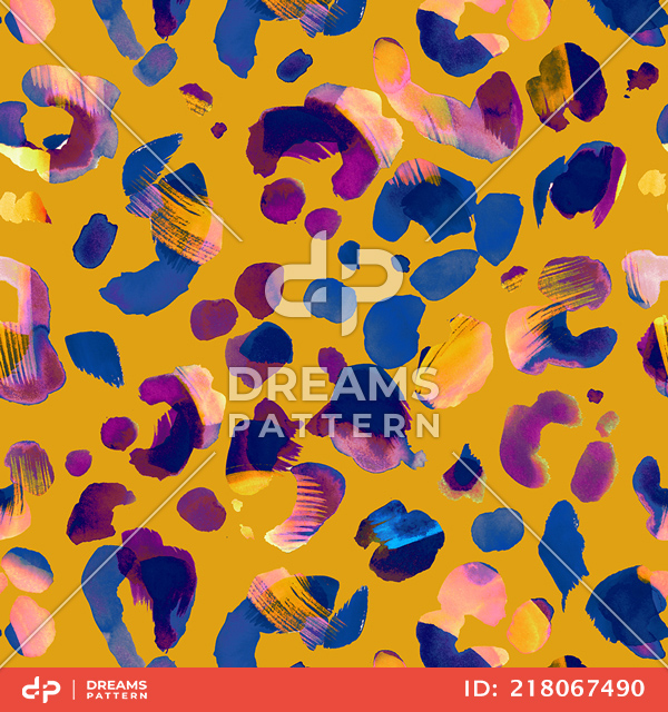 Seamless Leopard Skin Pattern, Repeated Brush Design Ready for Textile Prints.