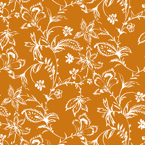 Seamless Hand Drawn Flowers with Leaves. Repeating Pattern on Brown Background.