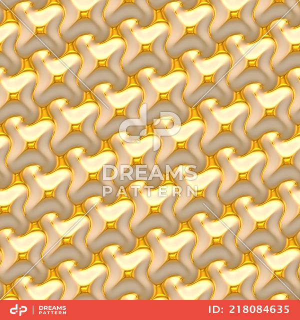 Luxury Golden Geometric Pattern, Seamless 3D Rendering Texture Ready for Textile Prints.